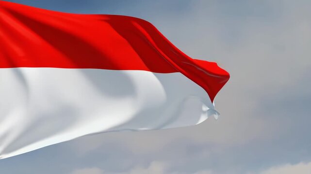 Waving flag of Indonesia