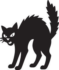 Halloween black cat silhouette icon, perfect for spooky, festive, logo, and creative design use.