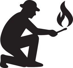 Matchstick flame silhouette icon, ideal for fire, light, safety, logo, and creative design use.