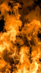 Abstract Orange Flames Erupting Against a Black Background in a Dark Room