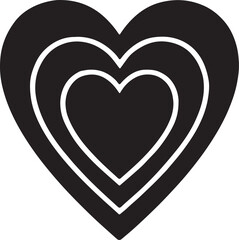 3D layered heart silhouette icon, perfect for love, romance, Valentine, logo, and creative design.
