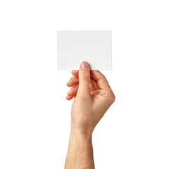 A hand holding a white card