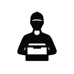 Delivery person icon holding a package