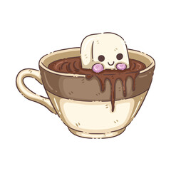 Cute Ghost Marshmallow in a Hot Chocolate Cup