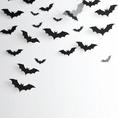 Naklejka premium Silhouette of Black Bats Against White Backdrop for Halloween Decoration Theme