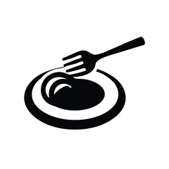 Fork on Plate Minimalist Dining Icon