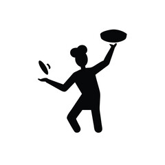 Pizzaiolo spinning pizza dough silhouette