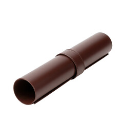 Rolled brown leather material for crafting and commercial use isolated PNG with Transparent Background