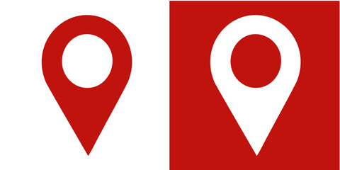 Location Pin Icon – Red and White Map Marker Vector Symbol