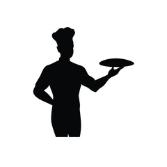 Chef Silhouette Holding a Serving Platter