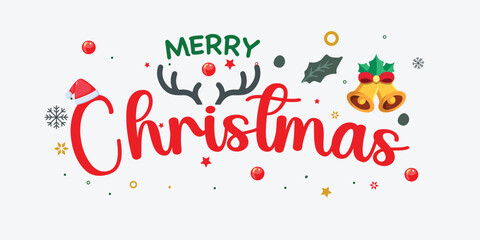 Naklejka premium A simple Merry Christmas typography creative design.