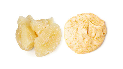 Yellow pomelo body scrub texture smear isolated