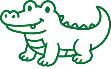 Cute Crocodile Cartoon Outline Vector Illustration