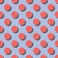 Tile vector pattern big pink polka dots on blue grey background