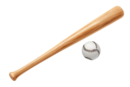 A wooden baseball bat and a baseball resting on a flat surface, symbolizing the excitement of the game and sportsmanship.