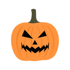Halloween Pumpkin. Symbol of the Happy Halloween holiday. halloween jack o lantern pumpkin isolated on white background. Autumn holiday concept. Colored flat vector illustration