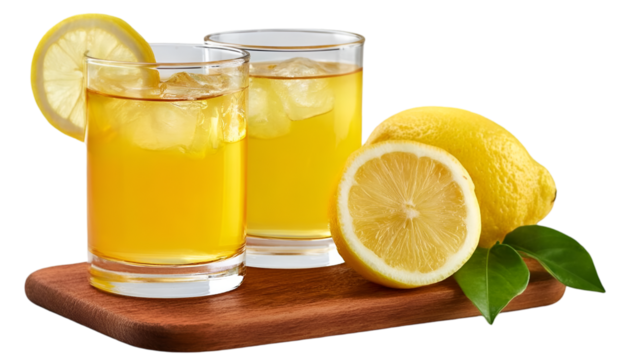 Refresh yourself with a vibrant lemon drink served in chilled glasses, garnished with fresh lemon slices. Perfect for summer gatherings or a relaxing day.