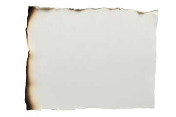 An aged, burnt-edged sheet of white paper, perfect for creative design projects, invitations, or artistic backgrounds. Ideal for vintage-themed works.