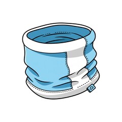 Light Blue and White Neck Gaiter with Black Outlines on a White Background