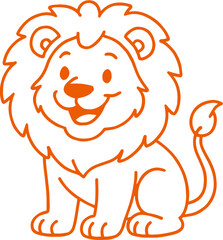 Cute Lion Outline | Cartoon Lion Line Art Clipart for Kids