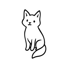 Simple black line drawing of a sitting cartoon cat