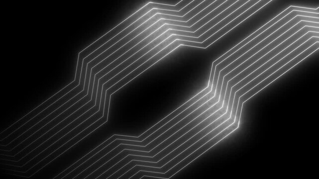 Abstract Geometric Circuit Board Pattern with White Glowing Lines on Black Background image photo