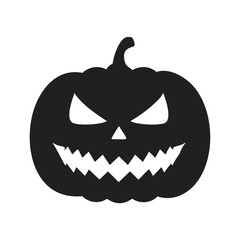 Fototapeta premium Black Silhouette of a Frightening Jack-o- Lantern with Jagged Mouth