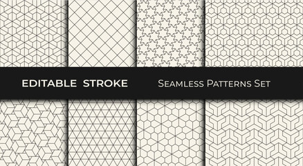 arabic geometric pattern collection, editable stroke