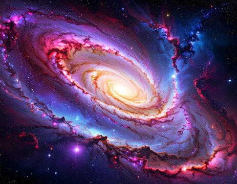 A vibrant spiral galaxy in deep space