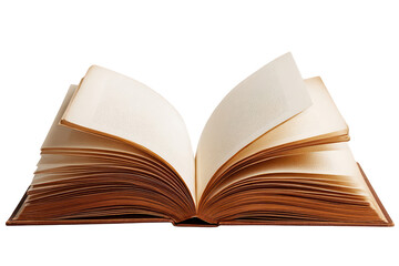 Obraz premium Open antique book pages knowledge wisdom literature, isolated on transparent background, perfect cutout, PNG