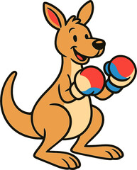 Cute Rainbow Boxing Kangaroo Cartoon Clipart