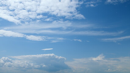 Fototapeta premium A Beautiful Blue Sky filled with Fluffy Clouds drifting gracefully in the atmosphere