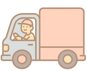 Cartoon Delivery Truck with Driver Illustration