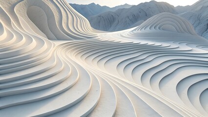 Undulating Dunes in Sculpted Landscape – Abstract, Surreal, Texture, Digital Art, Nature-Inspired, Futuristic