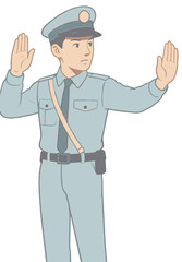 Traffic Police Officer Giving Hand Signal Illustration