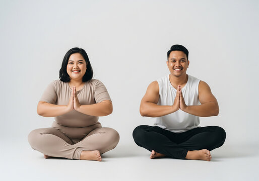 Couple in a Seated Meditation Pose - Powered by Adobe