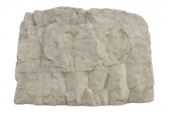 Cutout rock face with realistic textures, perfect for compositing and design projects involving natural elements