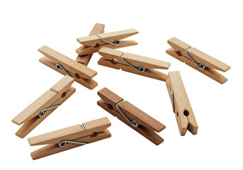 Wooden Clothespins A Collection of Natural Craft Supplies isolated on transparent background