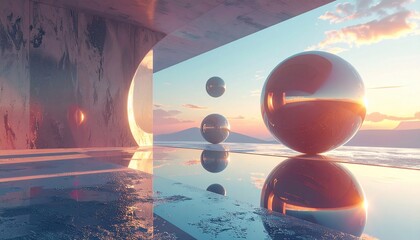 Sunset Reflection in Minimalist Architecture