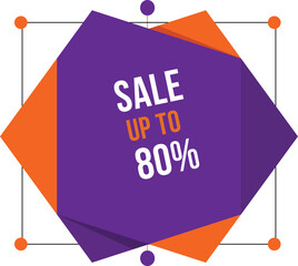 modern and vibrant color sale upto 80% vector badge