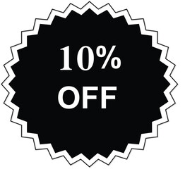 Vibrant Sale Badge Overlay on black bold Background - 10% Off Banner Icon