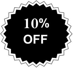 Bold Sale Badge Overlay on black Background - 10% Off Banner Icon