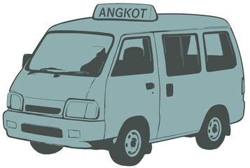 Angkot Illustration - Indonesian Public Transport Van