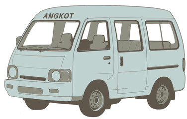 Angkot Illustration - Indonesian Public Transport Minivan