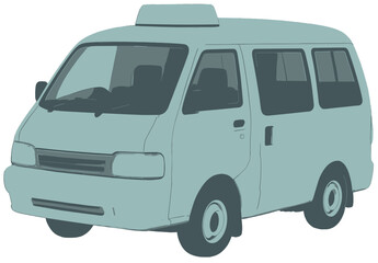 Angkot Indonesian Public Transport Minibus Vector Illustration