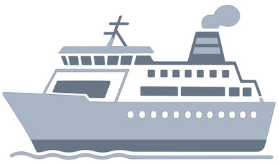 Obraz premium Ferry Ship Passenger Boat Vector Illustration