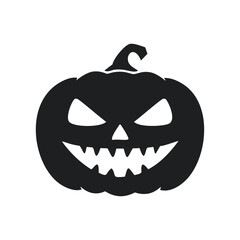 Fototapeta premium Spooky black Halloween pumpkin with sharp teeth Keywords: halloween, pumpkin, jack o lantern