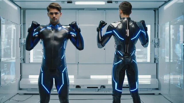 A futuristic wearable exoskeleton enhancing human strength 