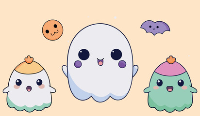 Ghostly Gathering, Cartoon Ghosts, Happy Spirits, Animated Halloween, Ghost Art, Fun Spooks, Cartoon Spirits, Halloween Joy, Ghost Illustration, Cute Ghosts, Animated Fun, Spooky Delight, Halloween Ga