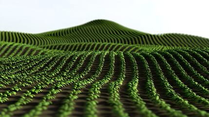 Abstract Green Hills Farmland Landscape